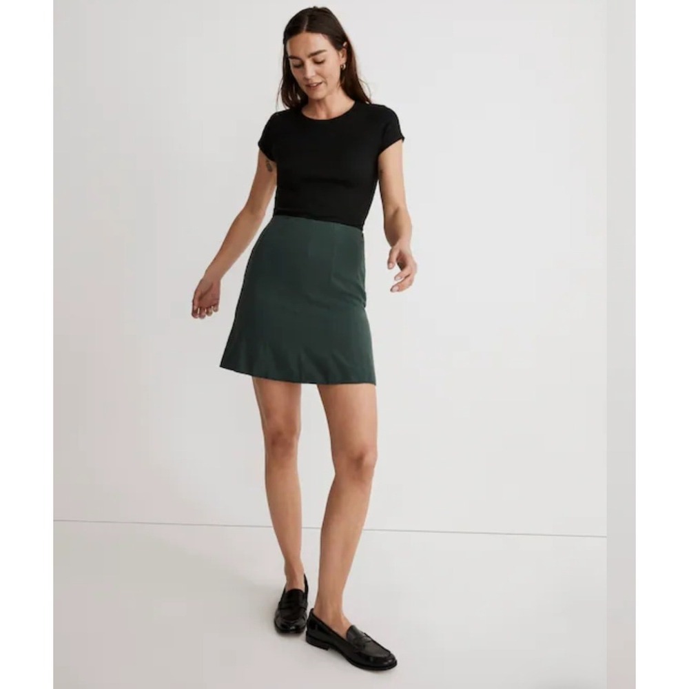 Madewell NH123 Dark Green Forest Cupro Blend Mini Skirt Womens Size 0 NEW $88